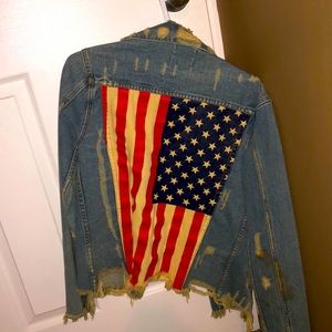 Unif distressed American flag jean jacket